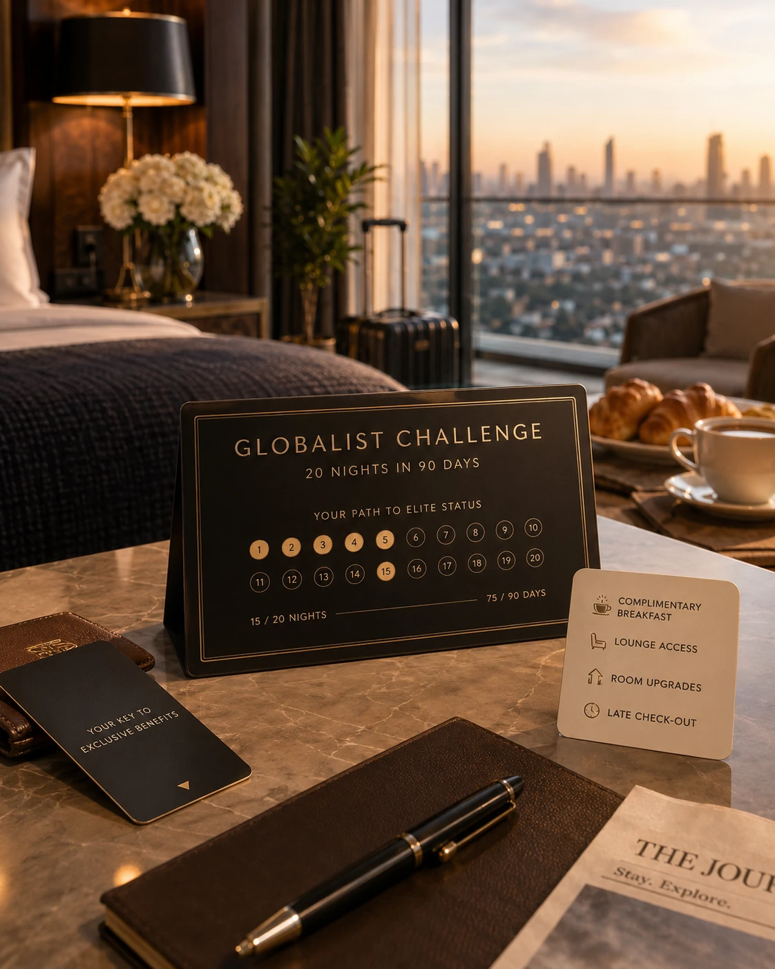 Globalist challenge concierge planning materials in a luxury hotel